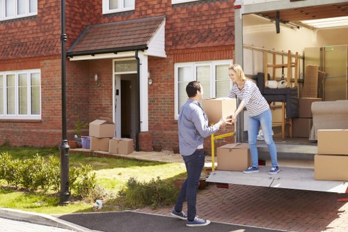 Moving van and sorted recyclable items supporting sustainable removals in South Kensington