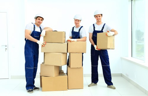 Collection of furniture and cardboard prepared for recycling and reuse
