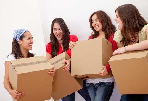 Student belongings organized for a South Kensington relocation