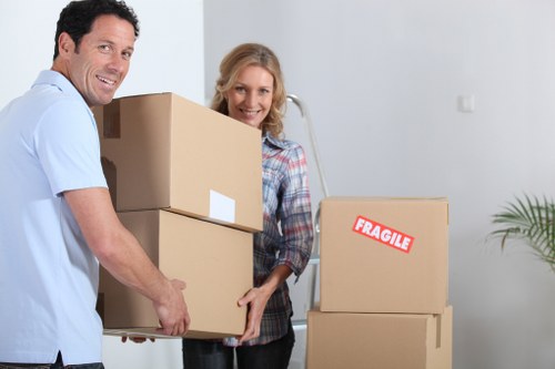 Commercial moving team packing office equipment in Southkensington